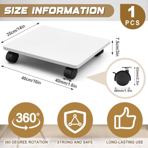 Image of Beeveer 1 Pcs White Under Desk Printer Stand 15.8 x 13.8 x 3.2 Inches