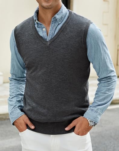 Mens Wool Sweater Vest, Fall V Neck Sweater Vests, Lightweight Sleeveless Knit Vest3