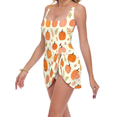 Maillot de bain de vacances rose poudré confortable avec motif automnal et plaid pour femme