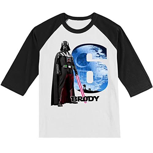 Personalized Star Battles Super Hero Birthday Shirt | Personalized with Name and Age | Unisex 3/4 Sleeve Raglan T-Shirt3
