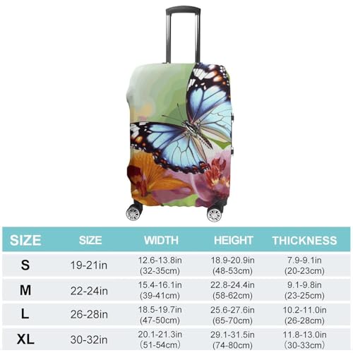 Flower Butterfly Printed Luggage Cover Protector, Fits 18-32 Inch Luggage2