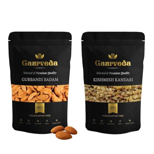 Image of GAURVEDA Gurbandi Almonds & Kandhari Kishmish Combo | Natural Dry Fruits Mix | Rich Source of Energy & Nutrients | Healthy Snack (Badam, Raisin)