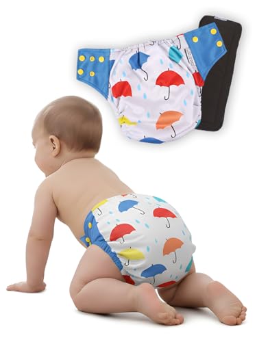 Image of POLKA TOTS Reusable Cloth Diapers for Babies | Adjustable Leak-Proof Cotton Nappies | High Absorbent & Washable Diaper with Leak-Proof Cover & 5-Layer Bamboo Charcoal Insert for Newborns (0-24 Months)