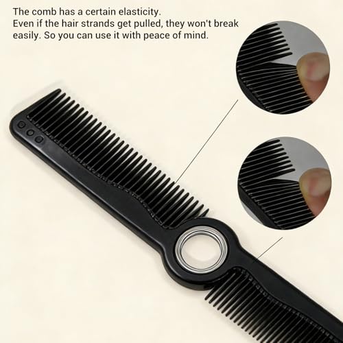 Peine negro para cabello con spinner giratorio y dientes finos miniatura 5
