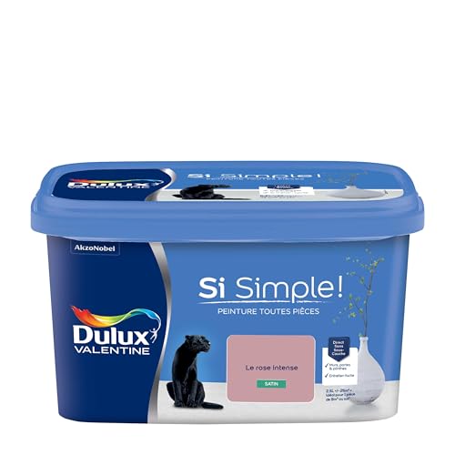 Dulux Valentine Peinture Si Simple Peinture Intérieure Toutes Pièces - Peinture Mur et Plafond, Porte et Plinthe - Couleur : Le Rose Intense Satin - 2,5 L