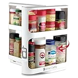 Picture of Cabinet Caddy Spice Rack Organizer for Cabinet - Slide & Rotate Kitchen Organizers and Storage - 2 Double-Decker Shelves - Non-Skid Base - Magnetic Modular Design - 10.8" H x 5.25" W x 10.8" D