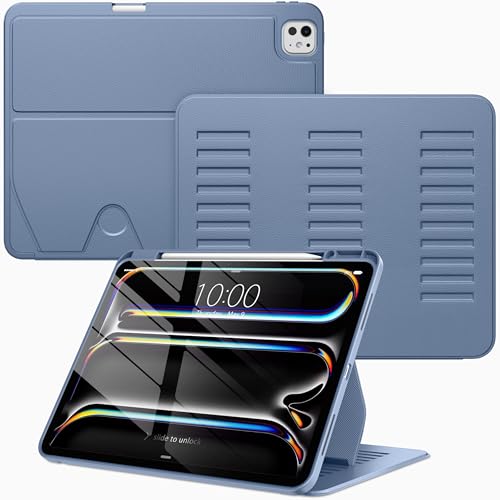 VIKESI Case for iPad iPad Pro 13-inch M5 or M4 Released in 2025 or 2024,Multiple Angles Magnetic Stand Cover,Shockproof Soft Back,Pencil Holder,and Auto Sleep/Wake,Mist Blue