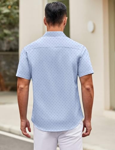Image of COOFANDY Mens Short Sleeve Casual Button Down Shirts Summer Untucked Dress Shirts with Pocket