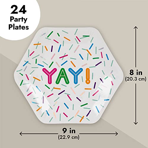 Disposable Plates - 24-Count Paper Plates, Hexagon Plates, Kids Birthday Party Supplies For Appetizer, Lunch, Dinner, And Dessert, 9 X 8 Inches #TOP3