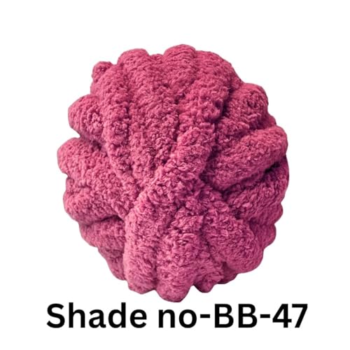 Image of VCR Dark Pink Yarn, 200 Grams Big Chunky Hank, 22 Meters Length, Suitable for Knitting Blankets and Pillows, 100% Polyester Yarn Ball for Crochet DIY, Soft Threads, Pack of 1