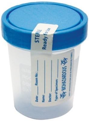 Andwin Scientific 840175-100 Specimen Cup Bottle, 90 mL/53 mm Sterile, 2" Height, 1" Wide, 2" Length, Plastic (Pack of 100)