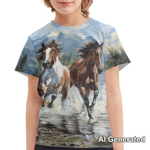 Image of Xhuibop Kids Tshirts Girls Boys 3-16 Years Summer Clothes for Teens Loose Fitting Tops