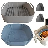 Air Fryer Silicone Pot 2 Pack, Dompion for 6QT or Bigger Air Fryer Square Food Safe Silicone Basket
