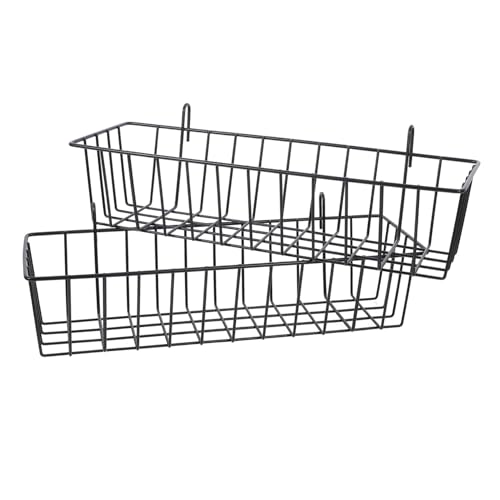 PRETYZOOM 2pcs Organizing Baskets: Large Metal Wire Baskets for Pantry Wall Storage Grid Wall Fit