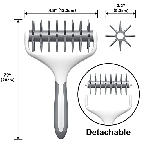 Orblue Pizza Dough Docker, Pastry Roller with Spikes, Pizza Docking Tool for Home & Commercial Kitchen - Pizza Making Accessories that Prevent Dough from Blistering Gray