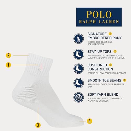 Polo Ralph Lauren Girls' Classic Sport Ankle Socks-6 Pair Pack-Soft Stretchy Yarn & Stay Up Top4