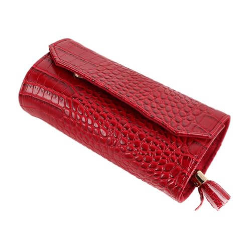 BESPORTBLE Organizador Portátil De Joyas Rollo Práctico Para Viaje Bolso Compacto y Ligero Para Mujer Diseño Multifuncional y Color Rojo Fuego Funda De Almacenamiento Cómoda y Elegante
