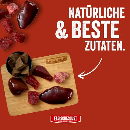 Fleischeslust Hundewurst, Meat&Treat Rinderleberwurst(15x200g), schnittfeste Trainingswurst, Hundefutter für ausgewachsene Hunde