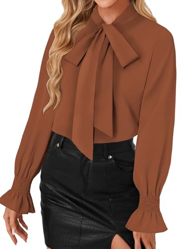 Image of LYANER Women's Bow Tie Neck Business Work Blouse