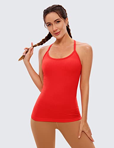 Crz Yoga Seamless Workout Tank Tops For Women Racerback Athletic Camisole Sports Shirts With Built In Bra Dark Red Medium #TOP1