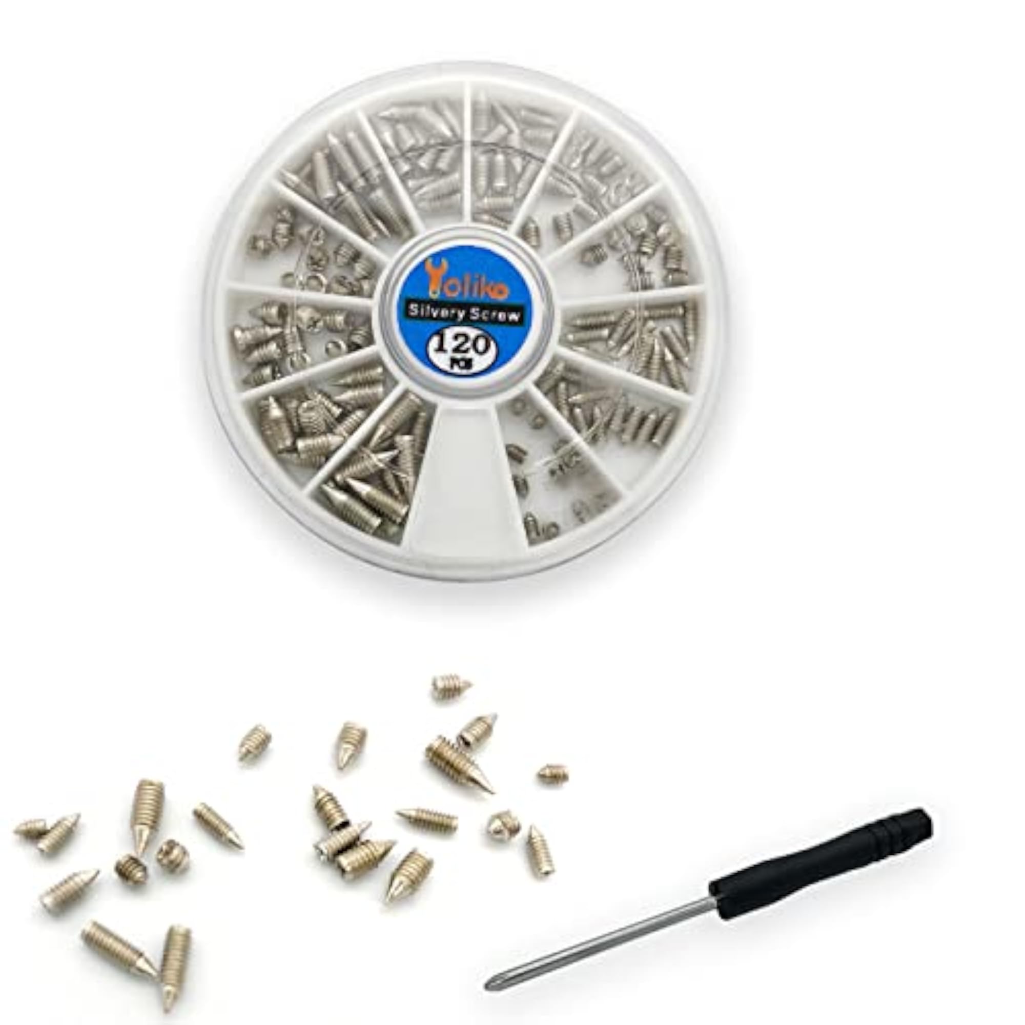 Nickel Plated Tip Screws, 120 pcs, Leather Accessories