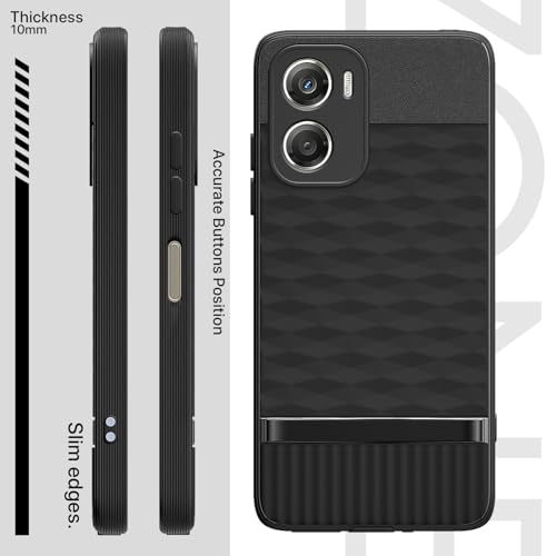 Image of Pikkme Back Cover for Motorola Moto G06 Power Camera Protection 3D Hexa Cube Design Silicone Protective Bumper Case (Black)