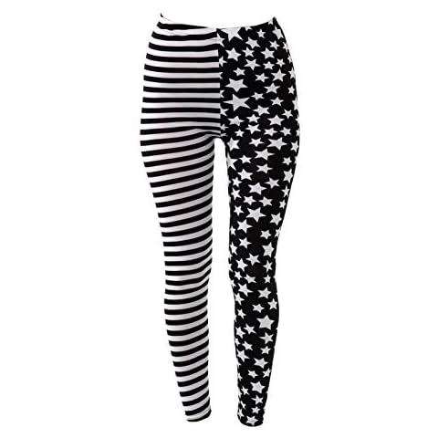 PunkJewelry Fashion Leggings Stars & Stripes One Size Black White Cover