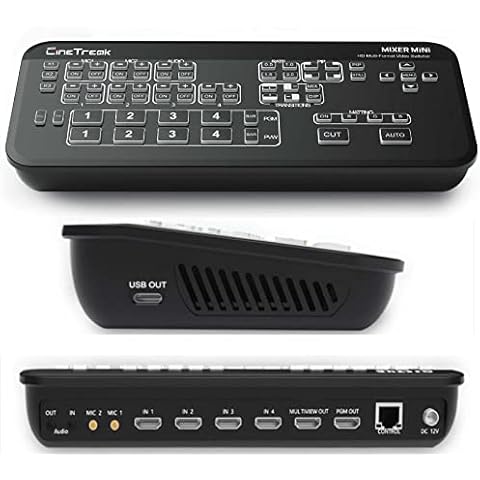 CINETREAK Mixer Mini FHO Live Streaming Switcher 1080P60, FHD 4-CH HDMI USB 3.0 FHD Video Capture for OBS One Click On Air for Facebook YouTube Instagram Tik Tok etc Cover