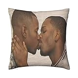 Ancrkog Two Black Men Kissing Throw Pillow Covers 18'X18' Funny Meme Pillows Home Decor Pillowcase Bedroom Living Room Dormitory College Cushion Cover for Couch Sofa Bed