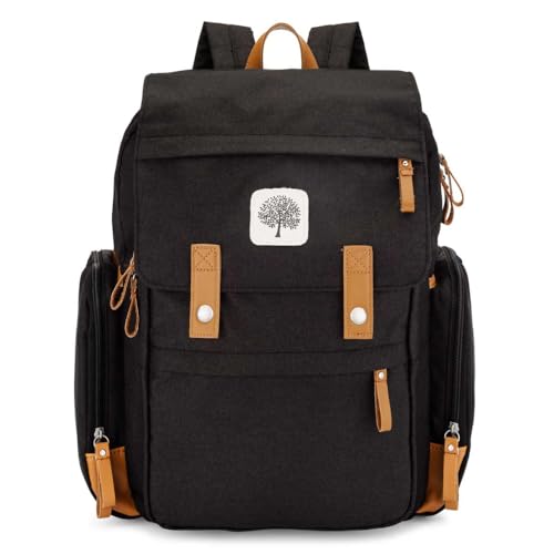 Image of Parker Baby Co. Diaper Backpack - Large Diaper Bag with Insulated Pockets, Stroller Straps and Changing Pad -Birch Bag - Black