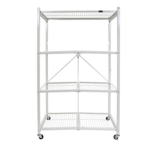 Image of Origami 4-Pack R5 Storage Rack, 4-Tier Heavy-Duty Foldable Steel Shelf with Wheels, White