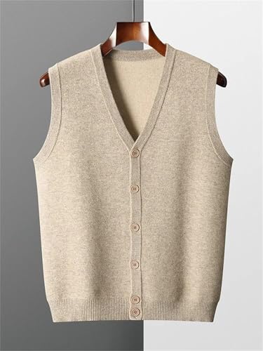 Mens Sweater Vest Waistcoat Winter Casual V-Neck Knitted Thick Sleeveless Cashmere Sweater Cardigans2