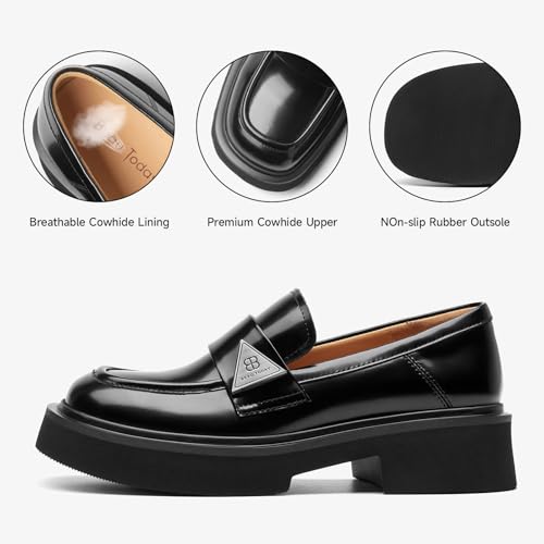 Image of BEAU TODAY Womens Platform Loafers, Leather Penny Loafer Shoes
