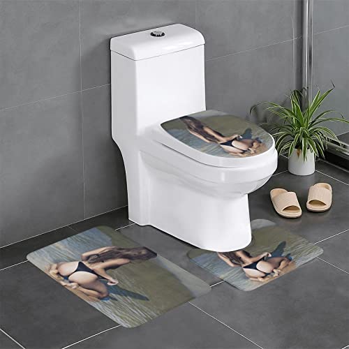 Badematten Set 3 Teilig,Toilettenmatte Set,3Er Badgarnitur Badezimmer Matte Set Dusch Bade Matte Vorleger Teppich 3D…