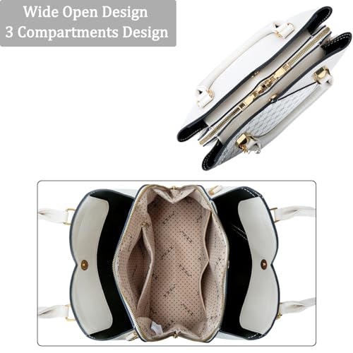 Image of KKXIU Triple Compartments Purses and Handbags for Women Fashion Ladies Satchel Shoulder Top Handle Bag