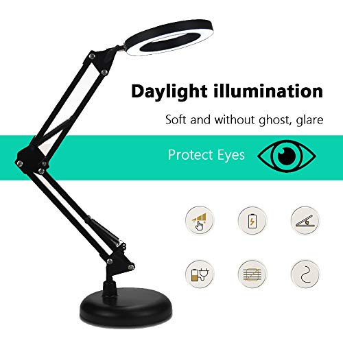 Cocoarm Lupenleuchte 5X Desktop LED Lupenlampe Eyeliner Maniküre Tattoo Beauty Light Kosmetiklampe Schwenkarm… – Bild 5