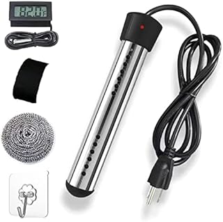2000W Immersion Water Heater,LISTENJIALE Submersible Water Heater with Thermometer and Stainless-Steel Guard,Heat 5 Gallons of Water in Minutes Immersion Heater,Bucket Heater,Water Heater for Bathtub
