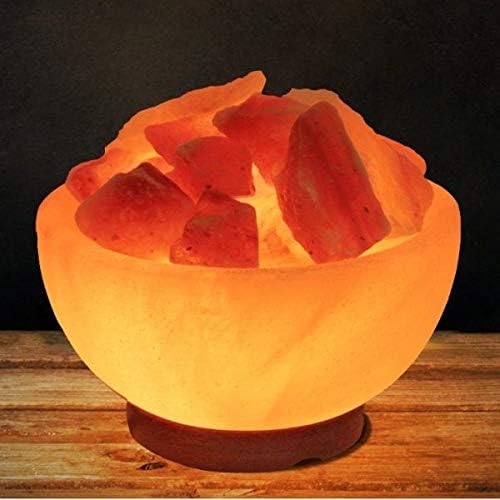 VISION CRAFTED Himalayan FireBowl Salt Lamp with Salt Chunks, Wooden Base, Electric Wire & 2 Bulbs