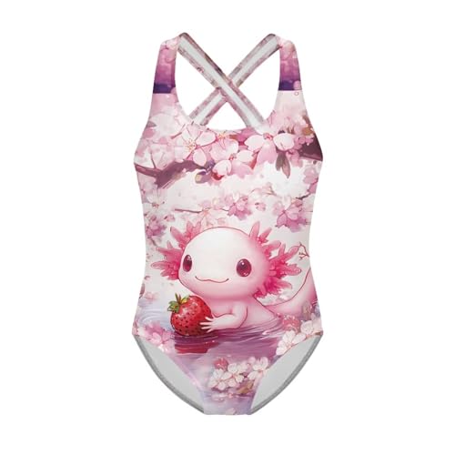 Image of Kid One Piece Swimsuit with Cross Back Girls Summer Sleeveles Swimwear for 5-14 Years