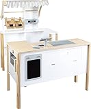 small foot Kaufladen Multifunktion Fresh aus Holz, mit Zubehör und als Küche verwendbar, ab 3 Jahren, 11436, Weiß