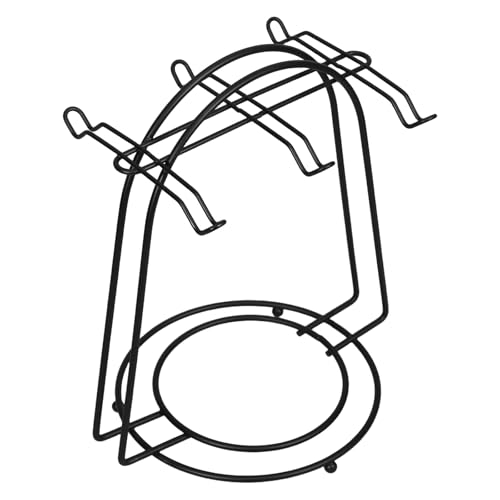 HEALEEP Expositor Metálico Negro para Tazas de Café y Té con 6 Ganchos, Diseño Ligero de Hierro y Base Redonda Adecuado para Oficina y Sala