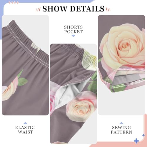 J JOYSAY Blooming Roses Floral Taupe Pajamas Pants Soft Long Pajama Bottoms Lounge Sleep Pants Size S-XL4