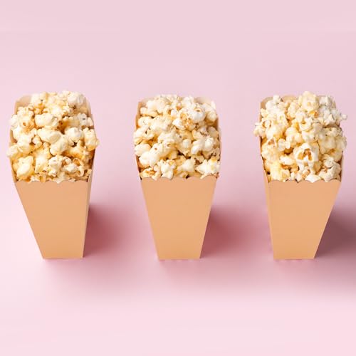 Image of 50 Pcs Rose Gold Popcorn Boxes Mini Paper Popcorn Box Cardboard for Party Disposable Snack Candy Holder for Movie Nights Birthday Wedding (Rose gold)