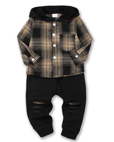 Image of Renotemy Toddler Baby Boy Clothes Winter Hoodie Flannel Boys Outfits 12M-4T