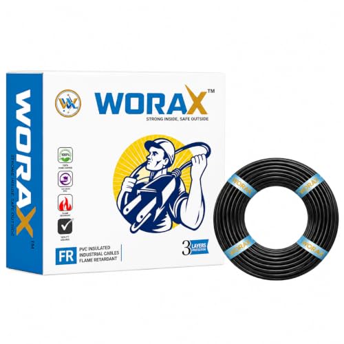 Image of WORAX 2.5 sqmm 91 Metre CCA Copper Multi Strand House Fitting FR PVC Lite Electric Wire Cable for Gauge 10 No. (Black)