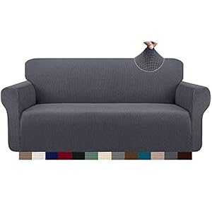 Granbest Housse de Canapé Extensible Jacquard 1 Pièce Housse Canapé 3 Places avec Accoudoirs Revêtement de Canapé (3 Places, Gris)
