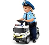 Licensed Scania Ride on Push Car by INFANS with 3 Sound Effects, Storage, Toddler Sliding Police Truck, White