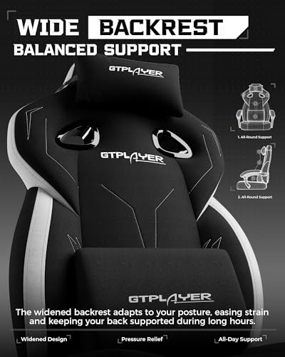 Image of GTPLAYER Gaming Chair for Adults, Ergonomic High Back Chair with Footrest | Big & Tall Computer Video Gaming Chair, Comfort Wide Seat with Lumbar Support for Big /Tall, Office /Home, Li - Black