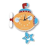 Größe: 28 * 37,9 cm HHKLSF Mute Uhr Wanduhr DIY Cartoon kreative U-Boot Pendeluhr, U-Boot