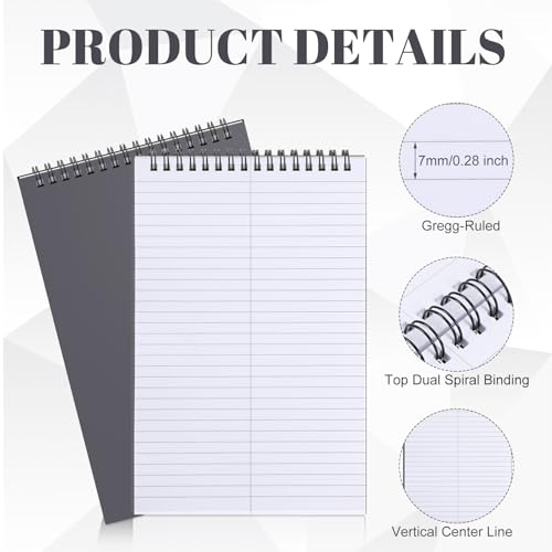 Blocs Steno de bureau réglure Gregg gris | Carnet notes à spirale 15,2x22,9 cm - 3
